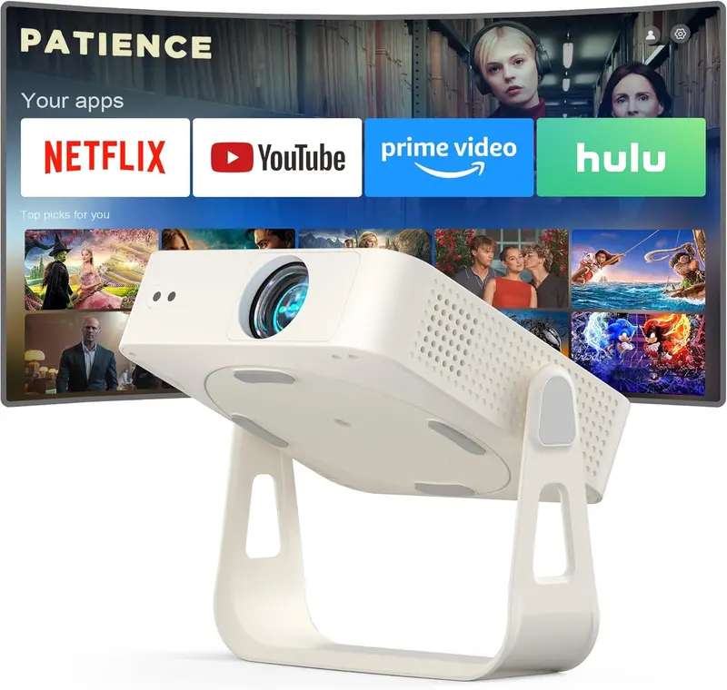 Compact White Smart Mini Projector — Auto Focus, Official App Support, WiFi & Bluetooth Connectivity 2
