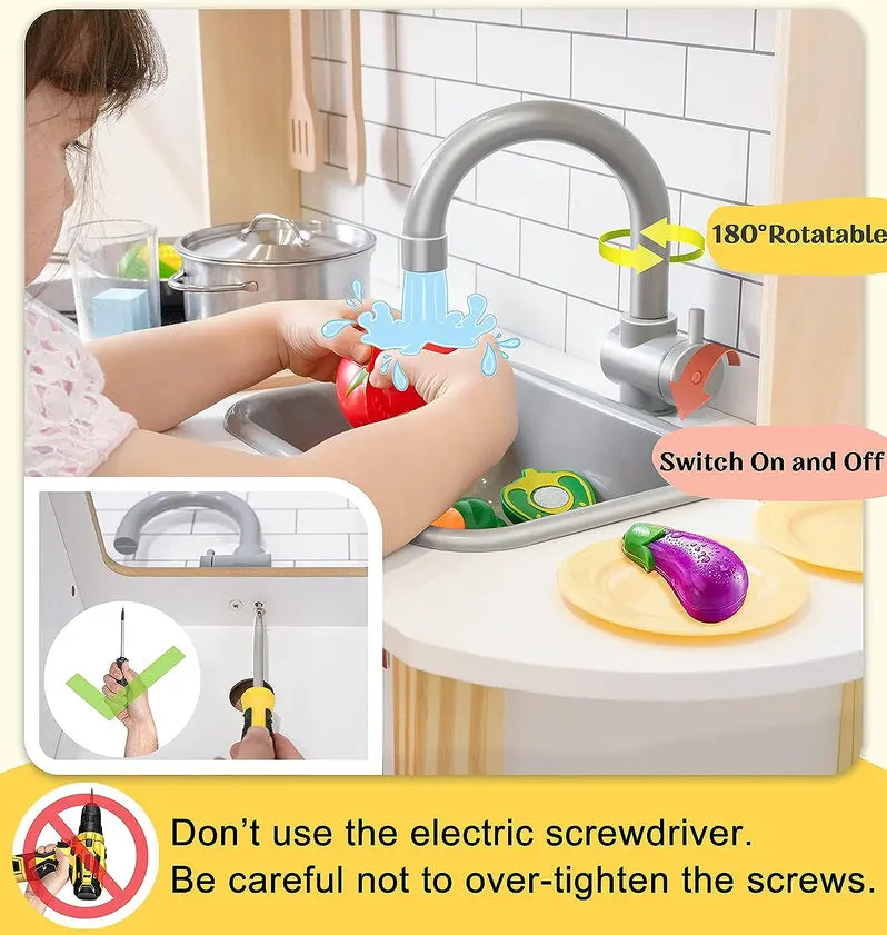 Compact Wooden Play Kitchen Set Designed for Young Children