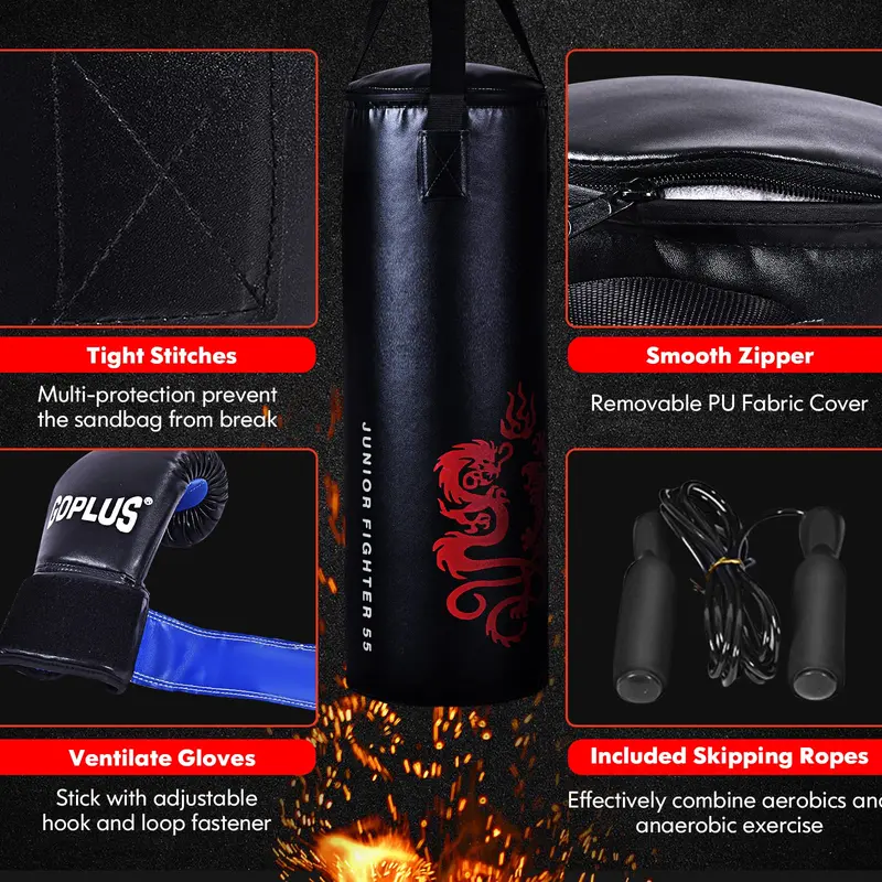 Complete Boxing Training Set – 40-LB Heavy Bag, Gloves, Duffel Bag & Jump Rope
