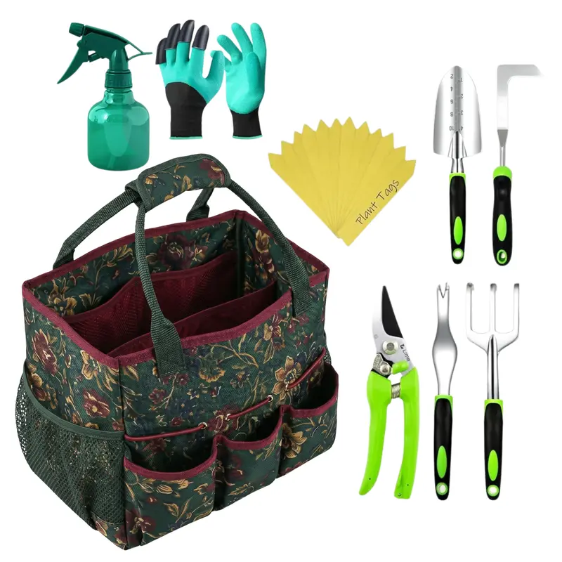 Complete Gardening Kit with Tote Bag, Plant Markers, Gloves, and Spray Bottle