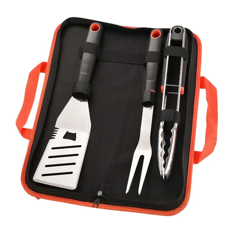 Complete Stainless Steel BBQ Tool Set – Spatula, Fork, Tongs + Carry Case 2