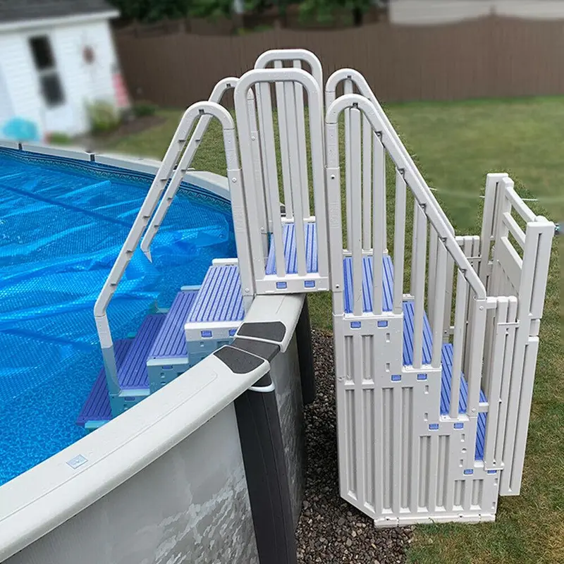 Confer Plastics Warm Gray Above-Ground Pool Kit – Includes Blue Steps, Secure Closure System & Structural Support Components