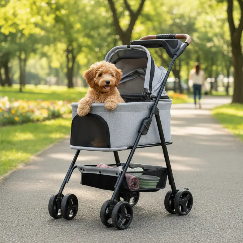 Convertible Folding Pet Stroller – Doubles as a Carry-On Carrier for Small Dogs & Cats