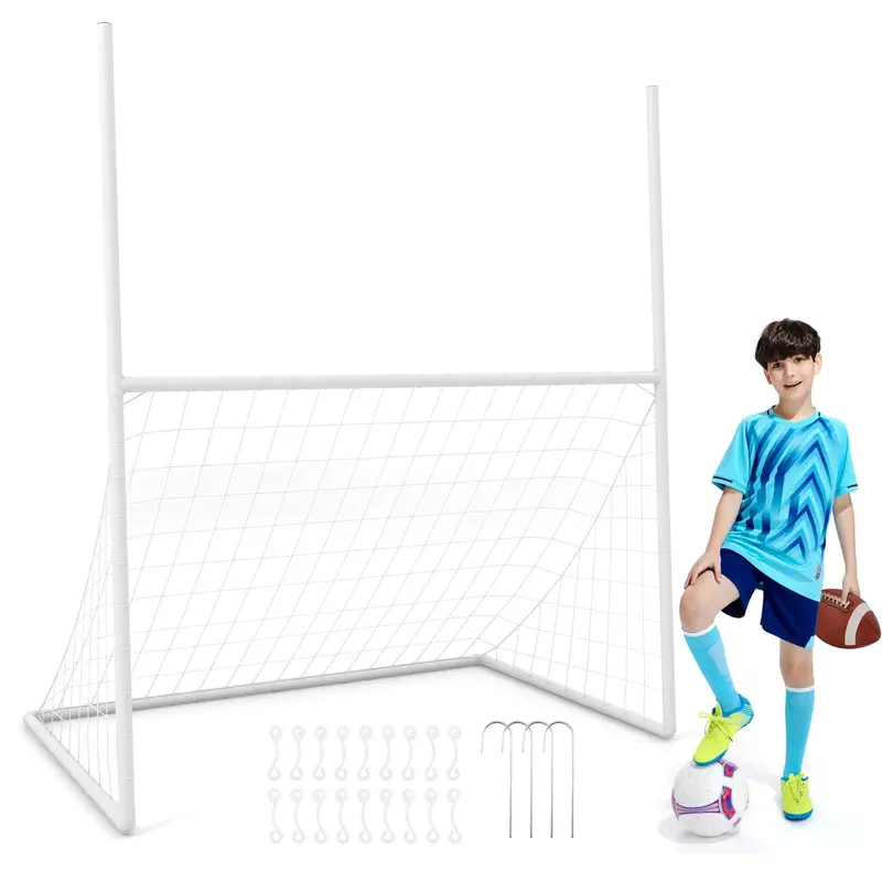 Convertible Soccer & Football Goal – 5.5' x 3.5' x 7' Portable Frame with 4 Ground Stakes