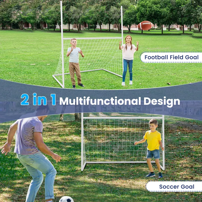 Convertible Soccer & Football Goal – 5.5' x 3.5' x 7' Portable Frame with 4 Ground Stakes 2