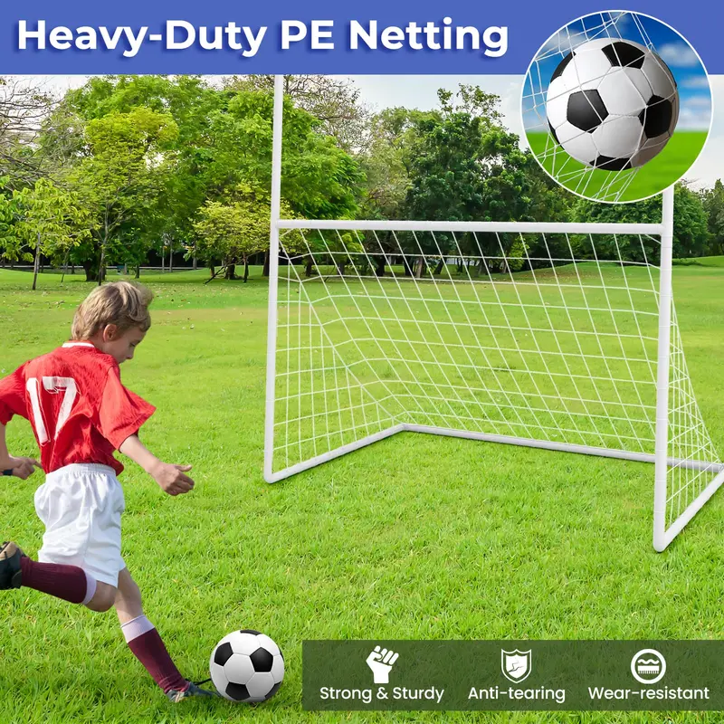 Convertible Soccer & Football Goal – 5.5' x 3.5' x 7' Portable Frame with 4 Ground Stakes