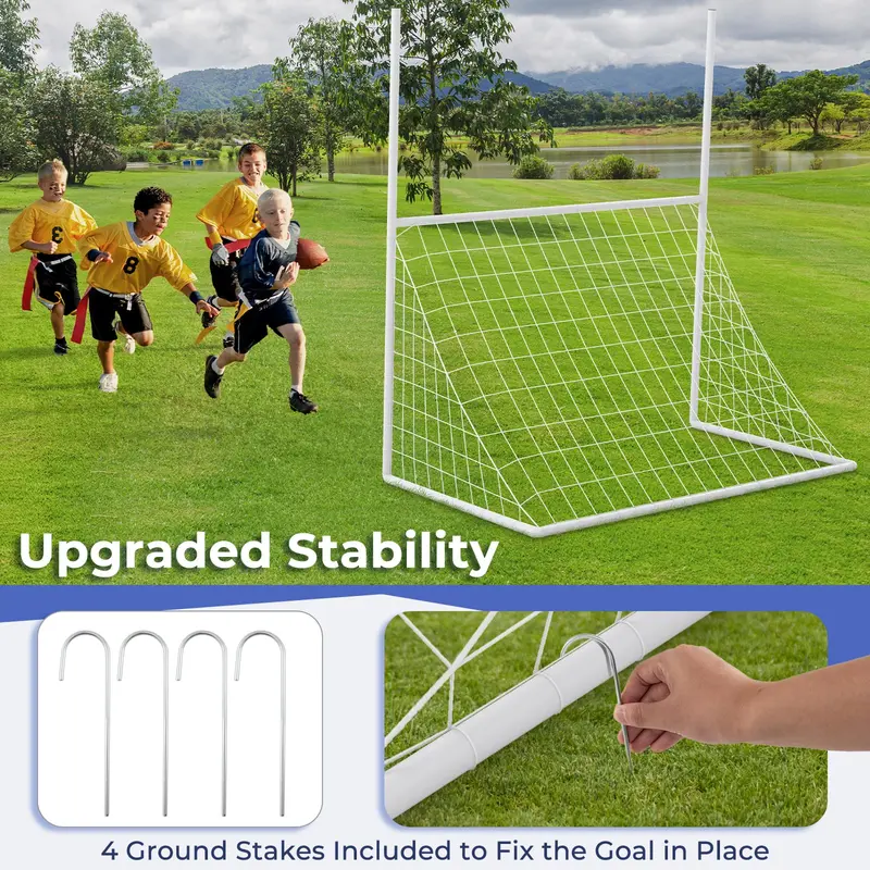 Convertible Soccer & Football Goal – 5.5' x 3.5' x 7' Portable Frame with 4 Ground Stakes