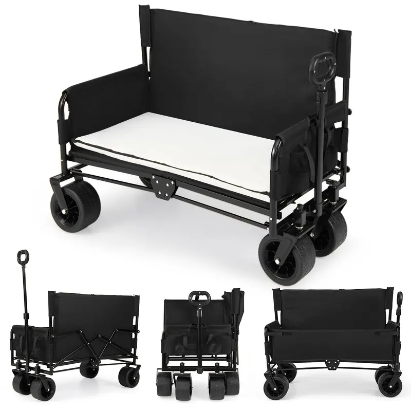 Convertible Wagon-Bench Combo – Push/Pull Handle + Padded Seating