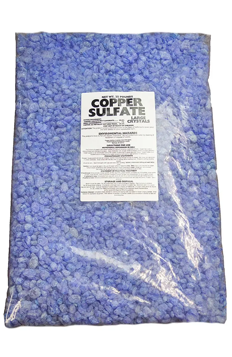 Copper(II) Sulfate Pentahydrate Crystals – 25 lb Industrial-Grade Bag