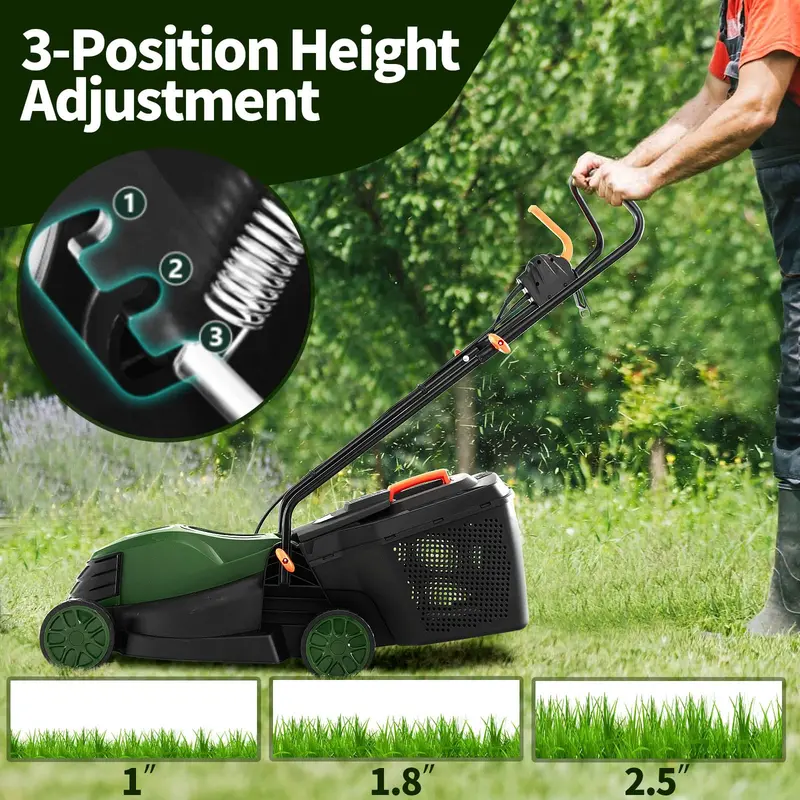 Corded Electric Lawn Mower, 10-Amp 13-Inch 2-in-1 Mulch/Bag Model