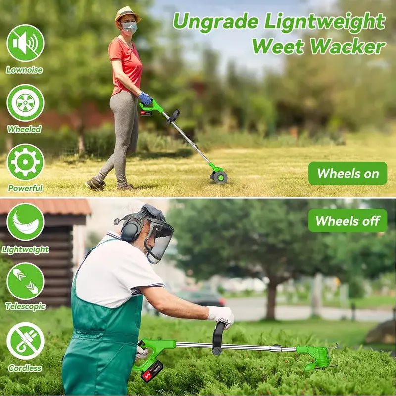 Cordless Electric Weed Trimmer – High-Torque Battery-Powered Grass Cutter