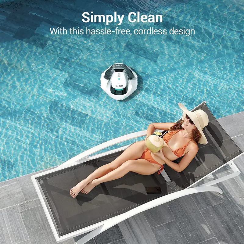 Cordless Robotic Pool Vacuum with Dual-Drive Motors for Thorough Cleaning