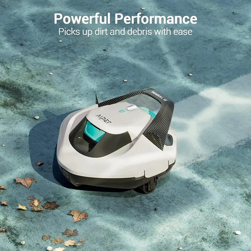 Cordless Robotic Pool Vacuum with Dual-Drive Motors for Thorough Cleaning