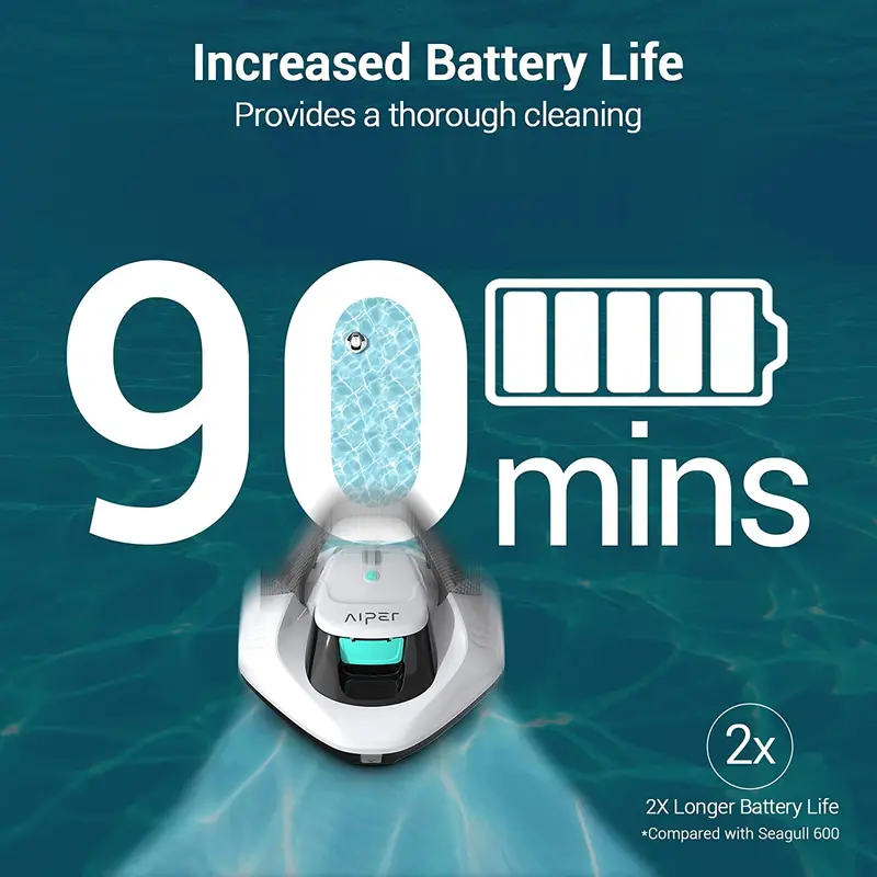 Cordless Robotic Pool Vacuum with Dual-Drive Motors for Thorough Cleaning