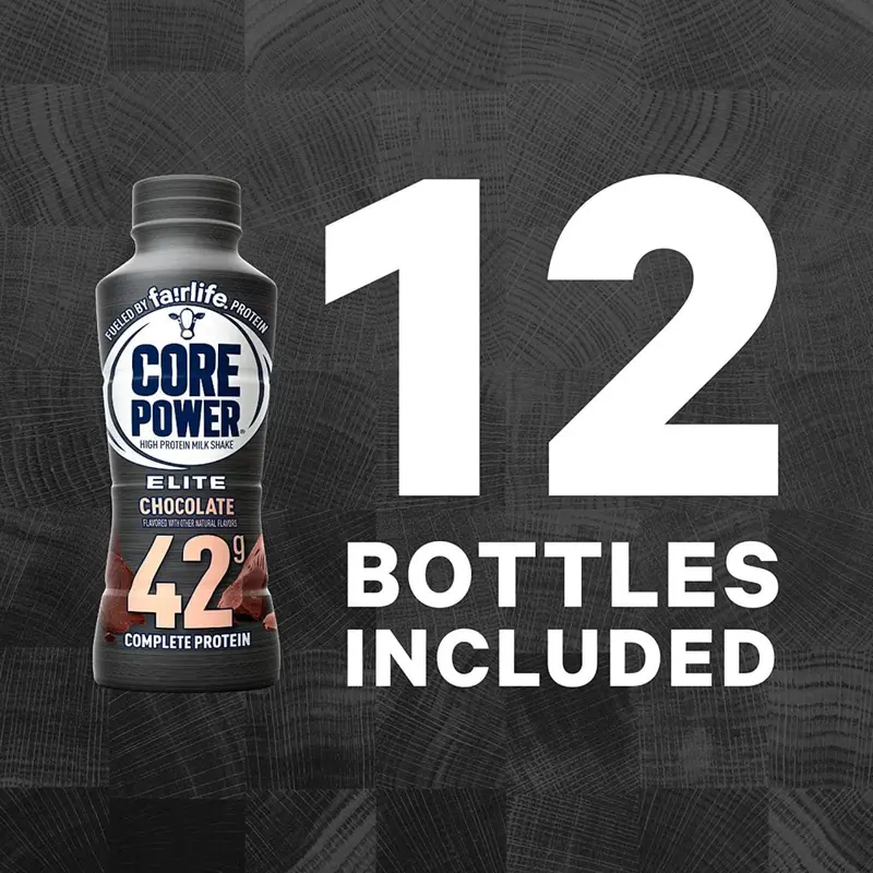 Core Power Elite Chocolate Protein Shake – 42g Protein, 14 fl oz, 12-Pack Recovery Beverage