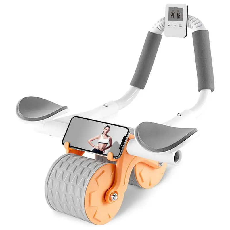 Core-Strengthening Ab Roller with Dual Wheels and Protective Elbow Pads 2