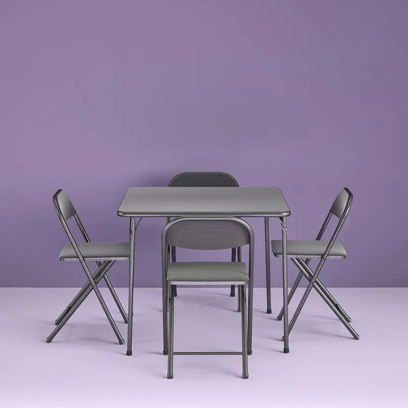 Cosco 5-Piece Folding Card Table Set – Black Vinyl Seats, Compact Storage, Durable Construction