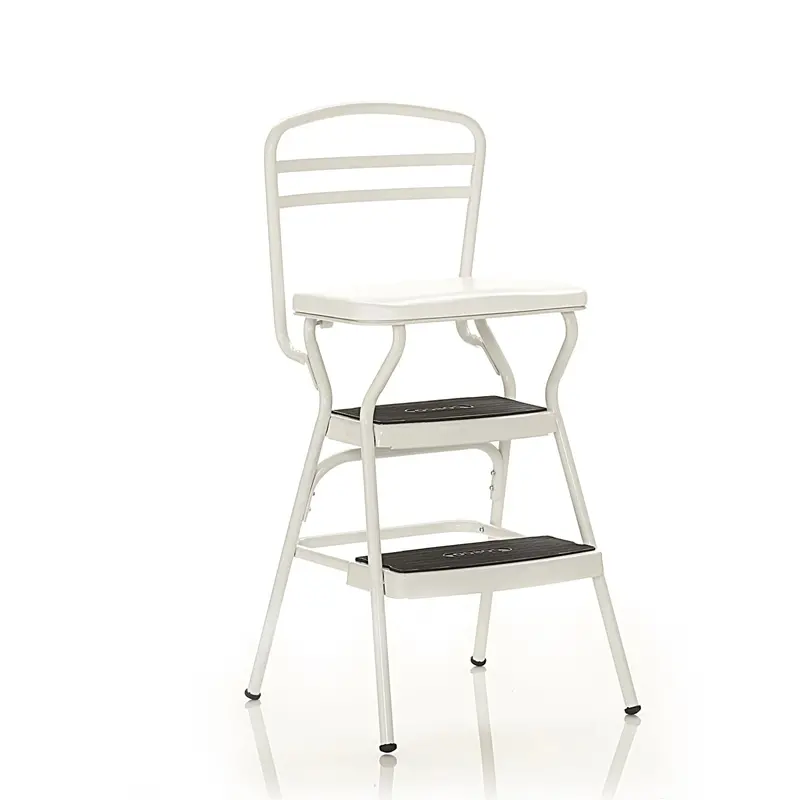 COSCO Stylaire Retro Step Stool Chair – Flip-Up White Seat with Stylish Vintage Design
