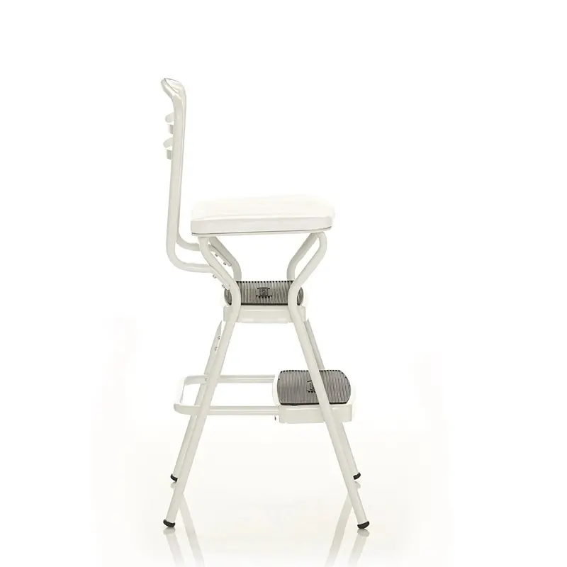 COSCO Stylaire Retro Step Stool Chair – Flip-Up White Seat with Stylish Vintage Design