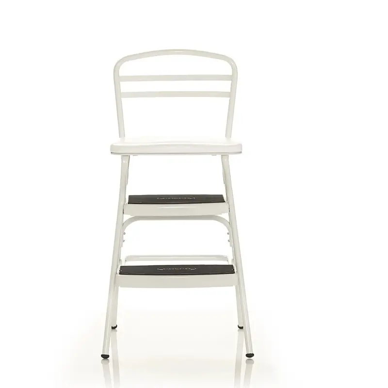 COSCO Stylaire Retro Step Stool Chair – Flip-Up White Seat with Stylish Vintage Design