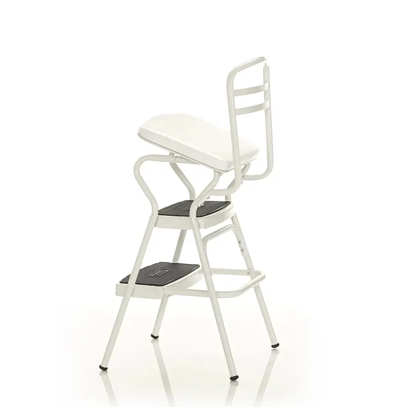COSCO Stylaire Retro Step Stool Chair – Flip-Up White Seat with Stylish Vintage Design