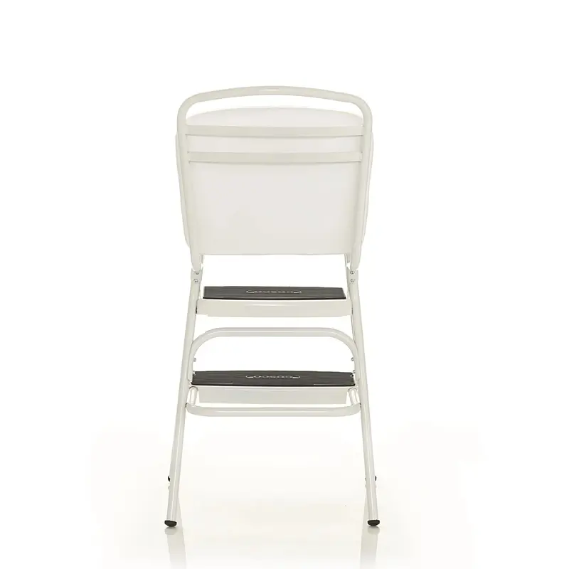 COSCO Stylaire Retro Step Stool Chair – Flip-Up White Seat with Stylish Vintage Design