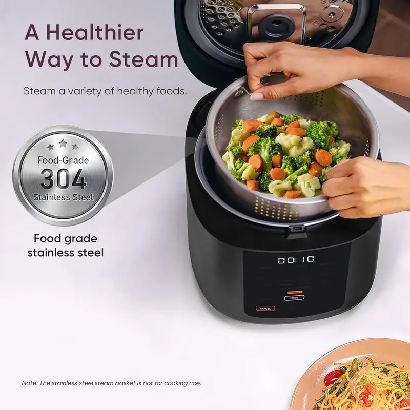 COSORI 10-Cup Rice Cooker — 24-Hour Keep Warm, 18-Function Fuzzy Logic Cooker with Steamer Basket, Sauté & Slow Cook Modes