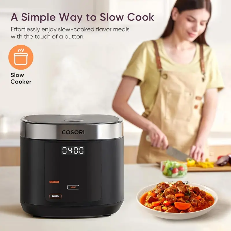 COSORI 10-Cup Rice Cooker — 24-Hour Keep Warm, 18-Function Fuzzy Logic Cooker with Steamer Basket, Sauté & Slow Cook Modes
