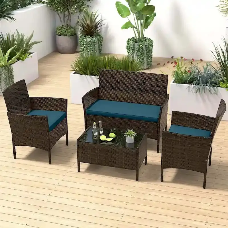 Costway 4-Piece Patio Furniture Set with Removable, Machine-Washable Cushions 2