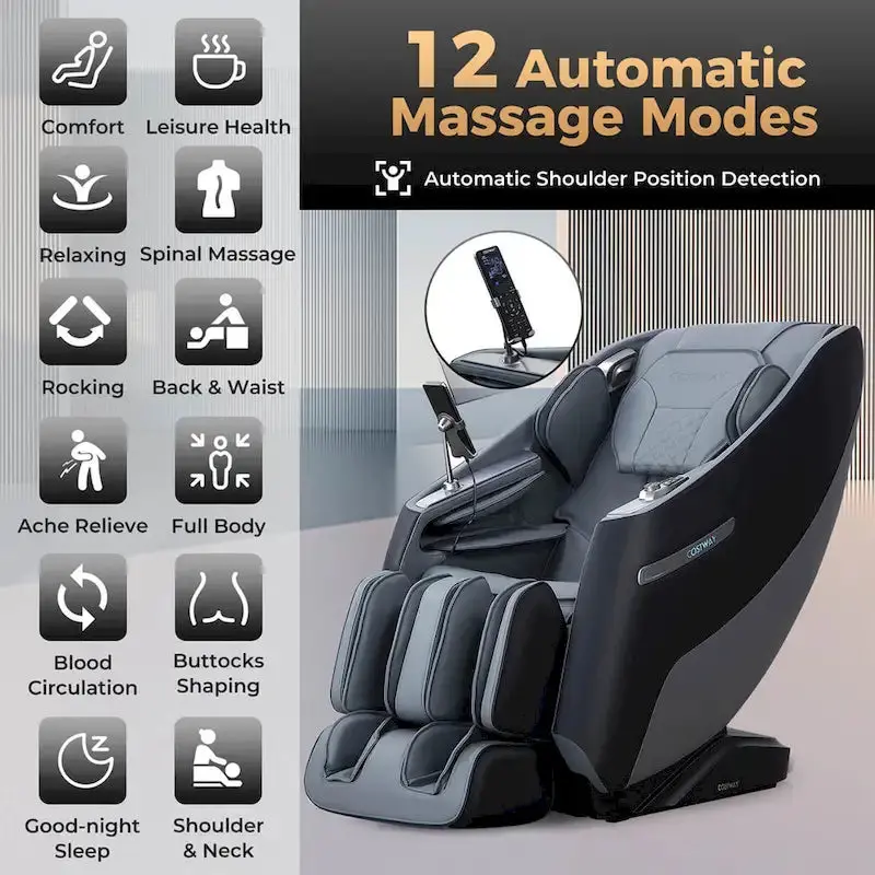 Costway SL-Track Zero Gravity Massage Chair – Full-Body Rollers with Lumbar Support