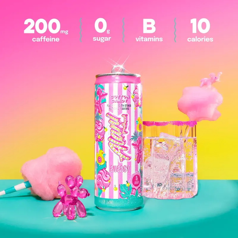 Cotton Candy Energy Drink – Sweet & Vibrant, 12-Fl-Oz Cans, 24-Count