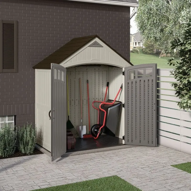 Covington Outdoor Storage Shed – 7.5 ft. W × 4 ft. D Resin Structure with Lockable Door