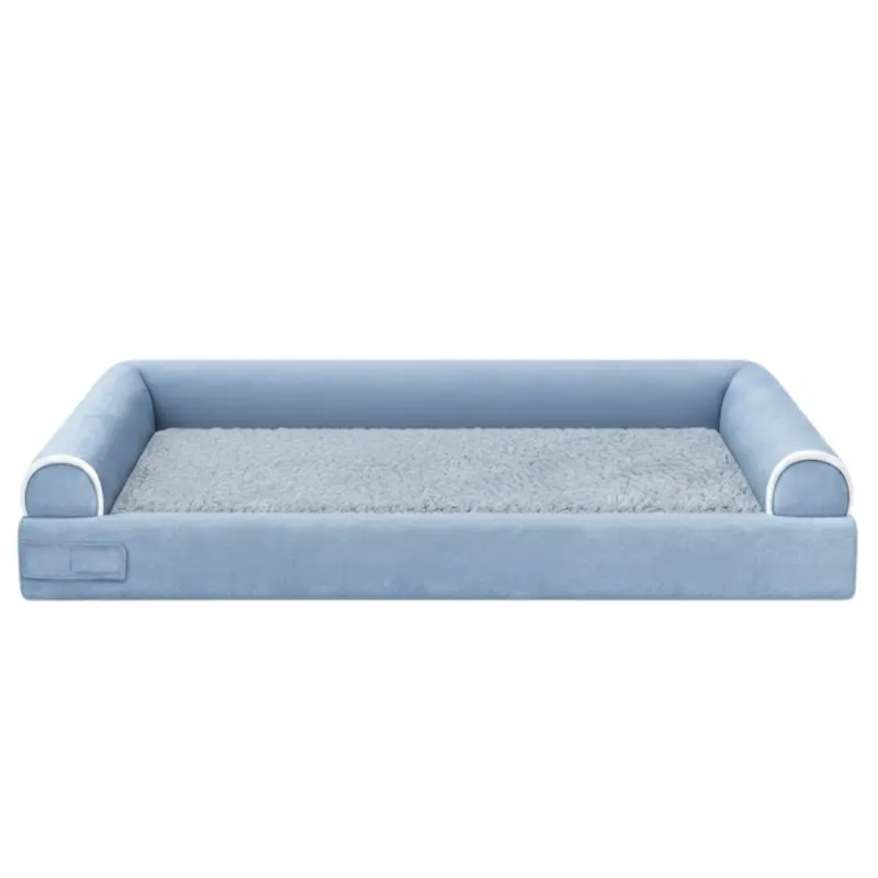 Cozy Fleece-Lined Pet Bed with Three-Sided Bolster Support