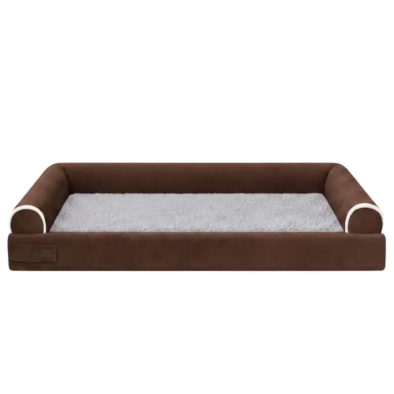 Cozy Fleece-Lined Pet Bed with Three-Sided Bolster Support
