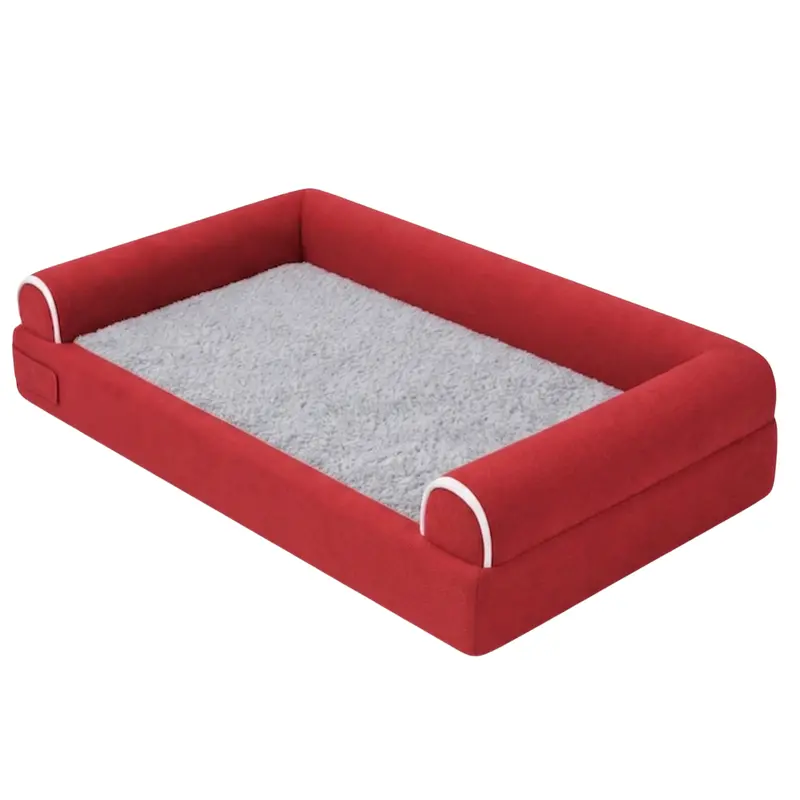 Cozy Fleece-Lined Pet Bed with Three-Sided Bolster Support