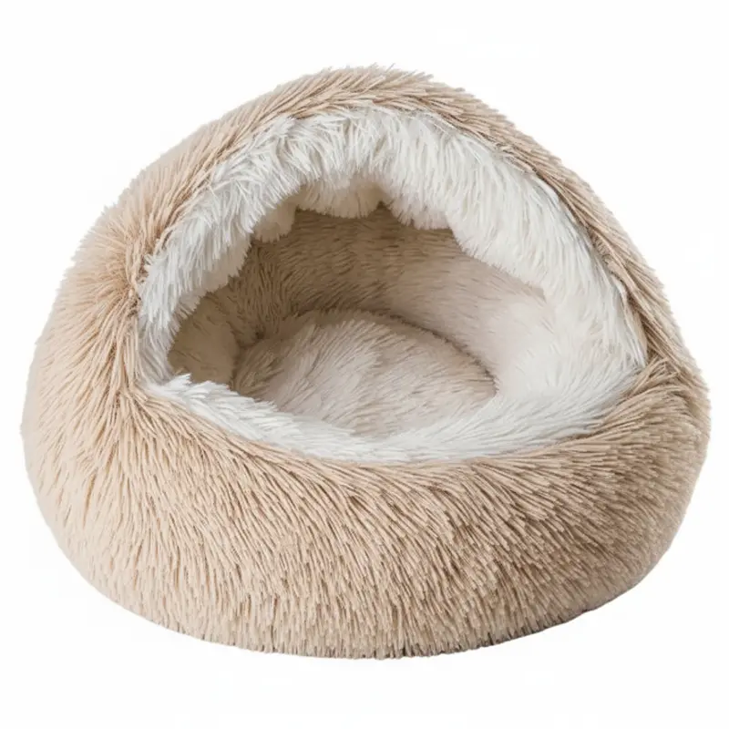 Cozy Hooded Cave Pet Bed – Removable Cushion & Non-Slip Rubberized Bottom
