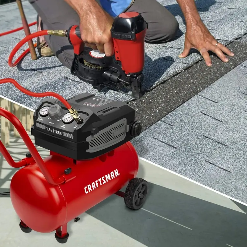 CRAFTSMAN HARD 10-Gallon Oil-Free Air Compressor – 1.8 HP, 175 PSI, 4.0 CFM @ 90 PSI, Portable Design with Oversized Wheels (Model CMXECXA0201041)