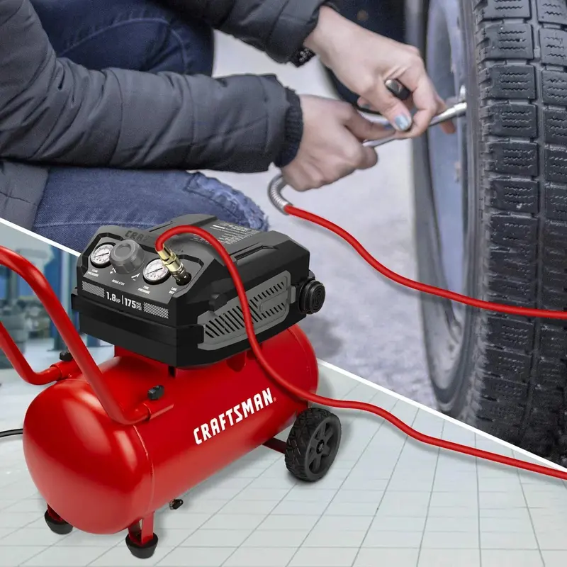 CRAFTSMAN HARD 10-Gallon Oil-Free Air Compressor – 1.8 HP, 175 PSI, 4.0 CFM @ 90 PSI, Portable Design with Oversized Wheels (Model CMXECXA0201041)