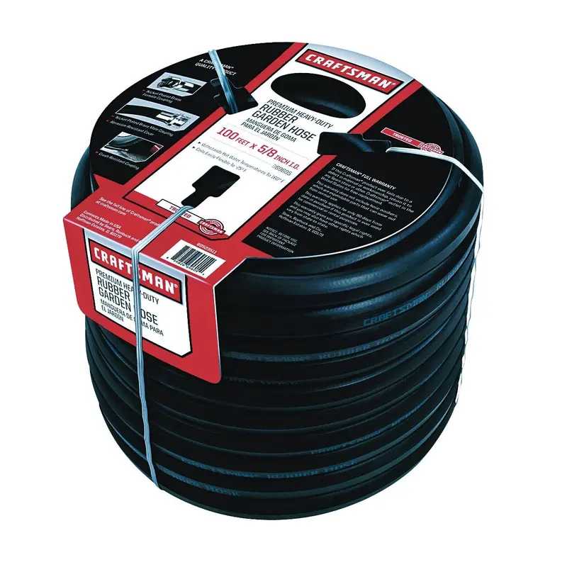 Craftsman Premium 100-Foot Rubber Garden Hose – 5/8-Inch Diameter, Heavy-Duty Design