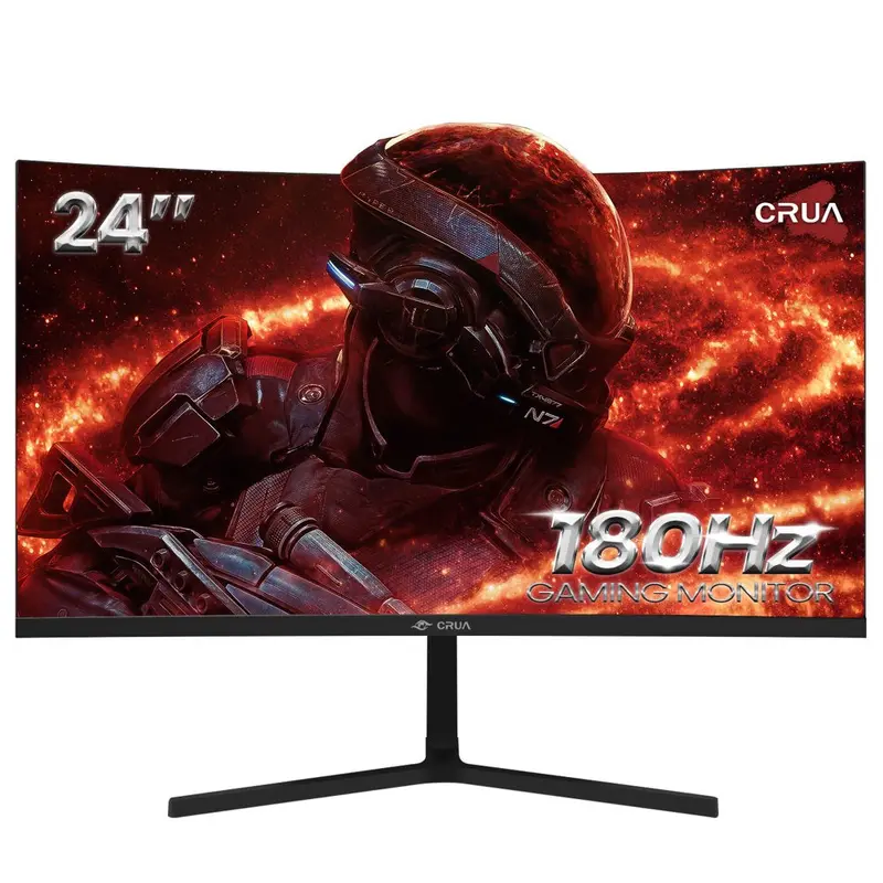 CRUA 24-Inch Curved Gaming Monitor – FHD 1080p, 180Hz Refresh Rate, AMD FreeSync, VA Panel, HDMI/DP
