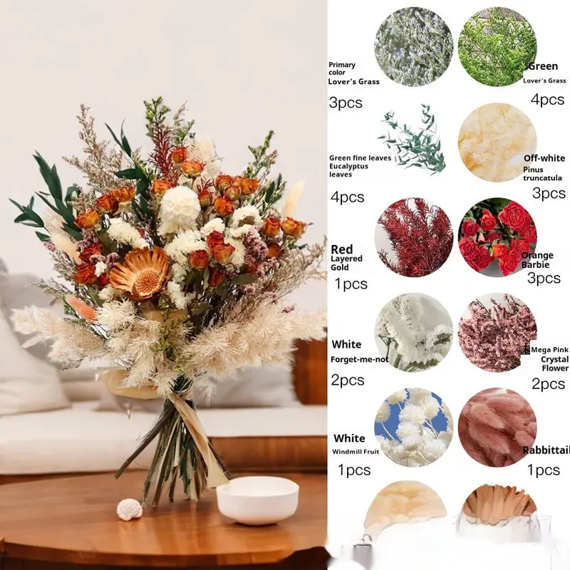 Curated Dried Flower Bouquet – Rustic Arrangement for Mantels, Shelving & Ceremony Backdrops