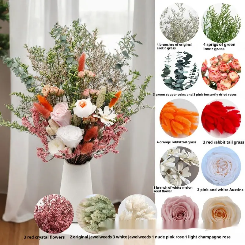 Curated Dried Flower Bouquet – Rustic Arrangement for Mantels, Shelving & Ceremony Backdrops