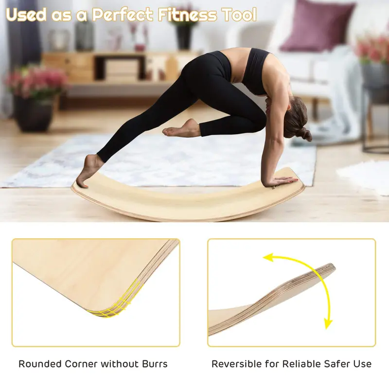 Curved Wooden Balance Board – Wobble Training Tool for Core Stability & Coordination