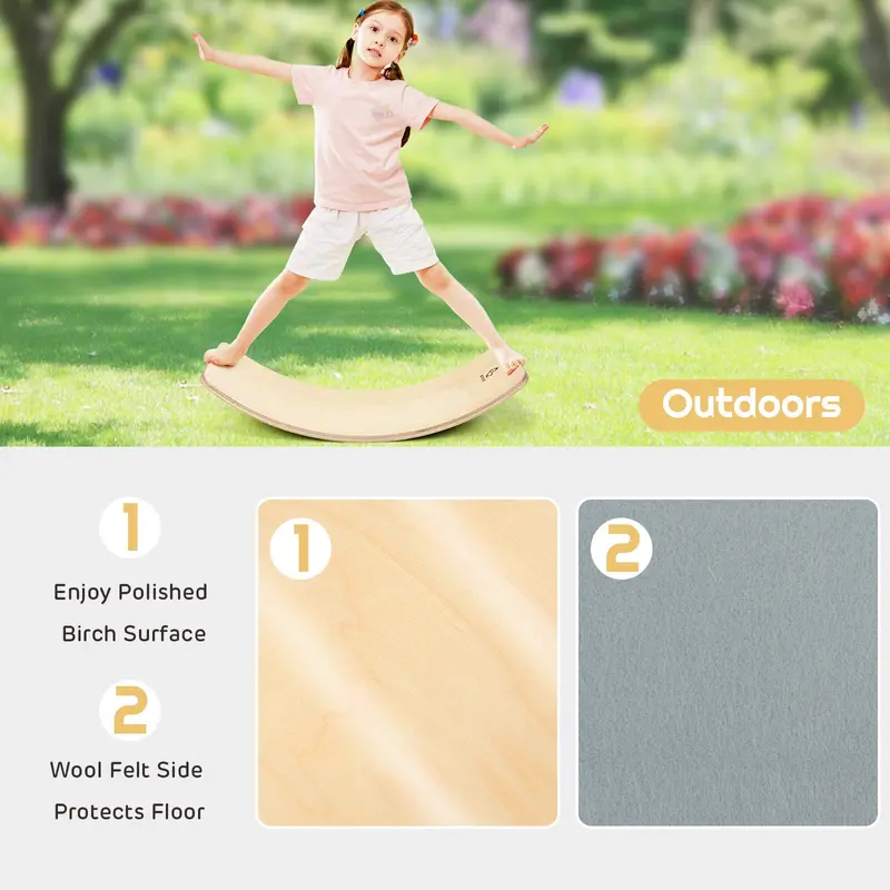 Curved Wooden Balance Board – Wobble Training Tool for Core Stability & Coordination