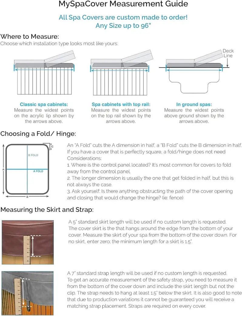 Custom-Fit Hot Tub and Spa Cover Replacement | High-Density EPS Foam Insulation (4", 5", or 6" Tapered) | Fully Customizable Shape & Size Up to 96" | 5-Year Warranty