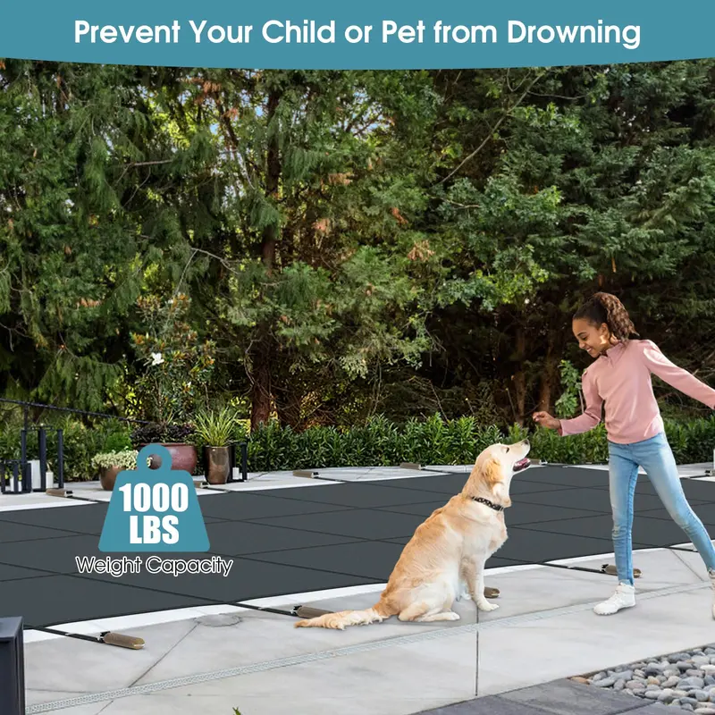 Custom-Fit Safety Pool Cover for 32' x 16' In-Ground Pools (Actual Size: 34' x 18')