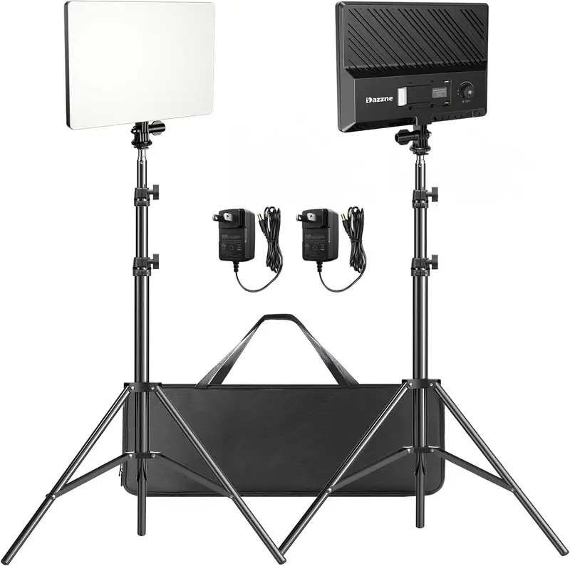 D50 Bi-Color LED Video Light Panel (15.4") – 2-Pack, 45W, 3000K–8000K Dimmable, CRI 96+, for Streaming, Film & Studio Use