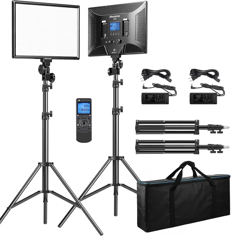 D50 Bi-Color LED Video Light Panel (15.4") – 2-Pack, 45W, 3000K–8000K Dimmable, CRI 96+, for Streaming, Film & Studio Use 2