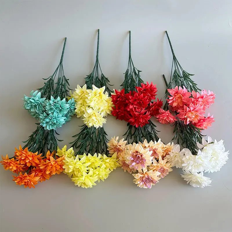 Dahlia-Centered Silk Bouquet – Compact Arrangement Featuring Roses & Peonies, Ideal for Desktops