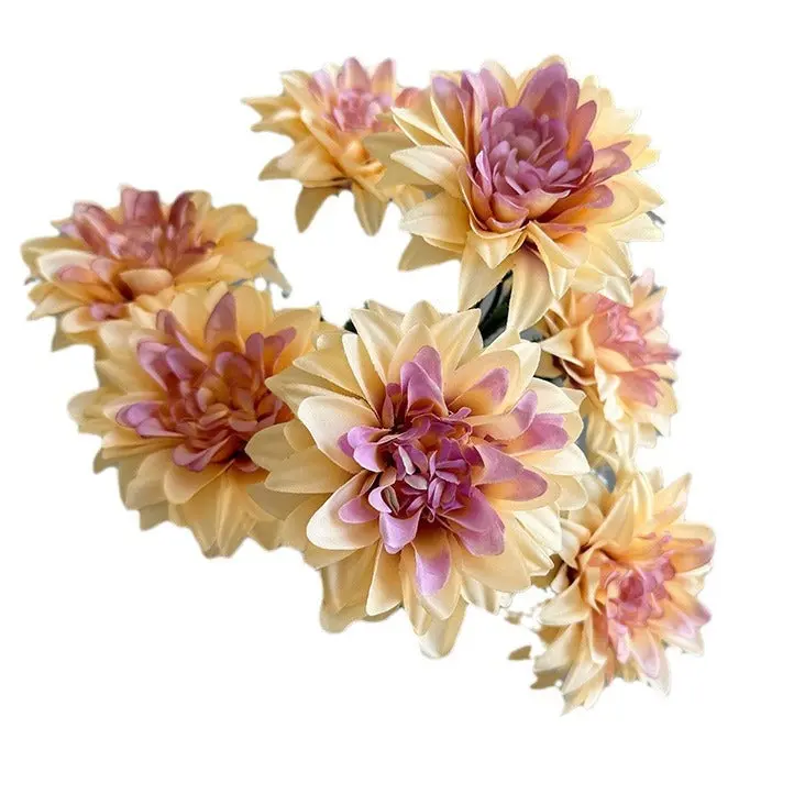 Dahlia-Centered Silk Bouquet – Compact Arrangement Featuring Roses & Peonies, Ideal for Desktops